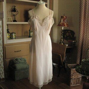 Vintage Full Slip Barbizon Satin & Lace Pale Pink Size 16